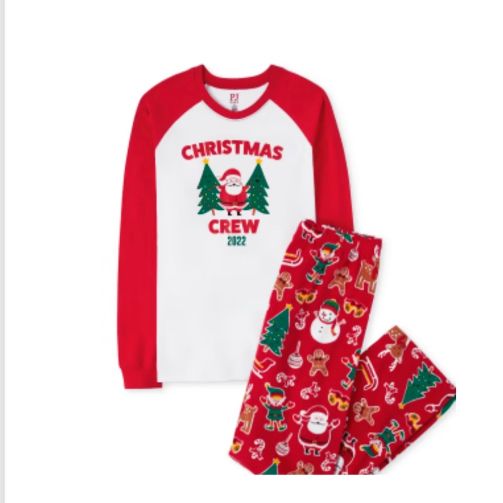 THE CHILDREN’S PLACE ADULT CHRISTMAS CREW 2022 PJ SET: RED/WHITE: NWT: XXXL
